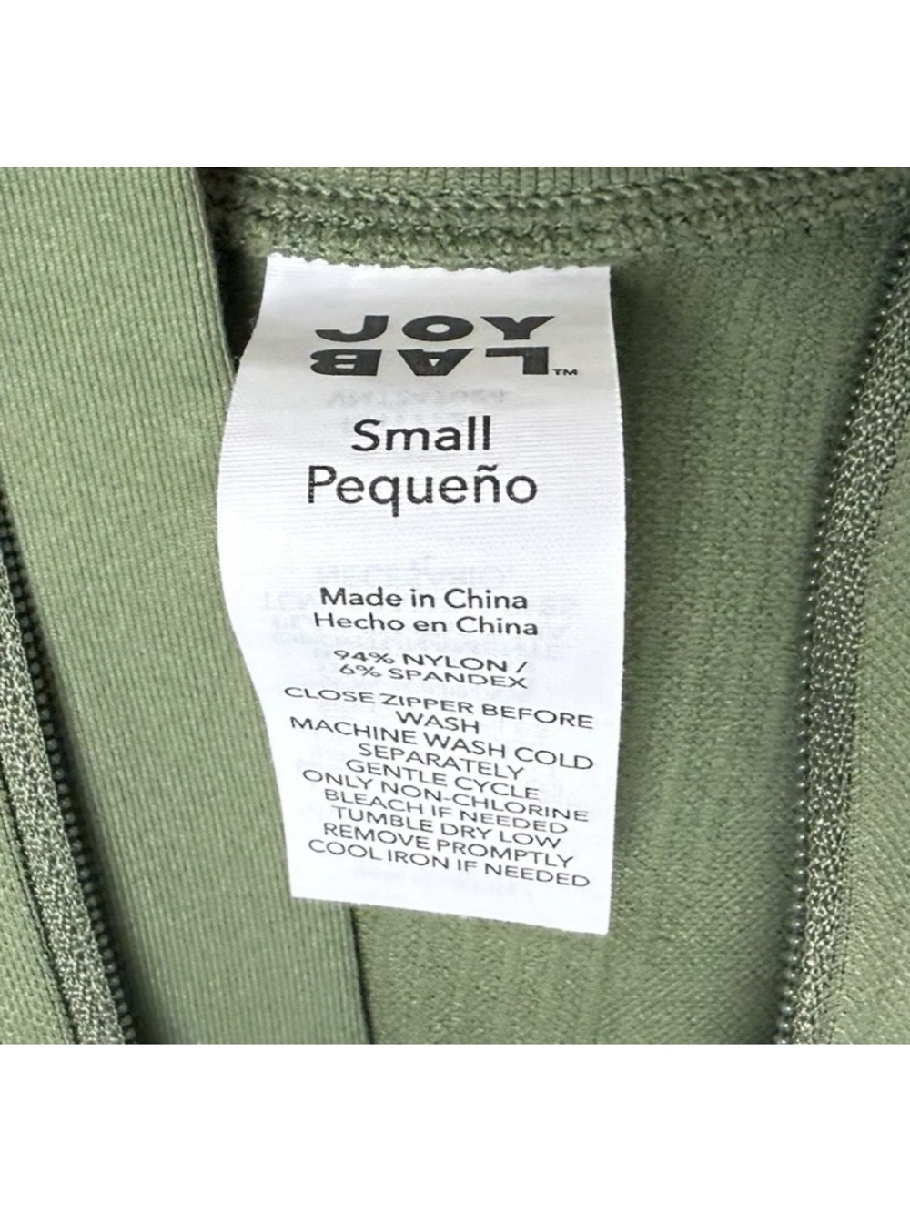 Joy Lab Athletic Crop Top Size Small Full Zip Thumb Holes Stretch Sage Green - Picture 6 of 6